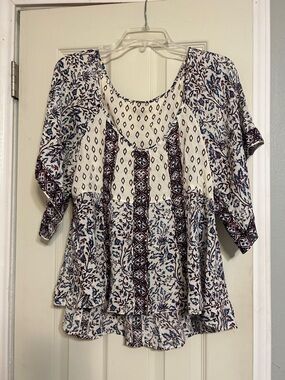 Free People blue purple floral top